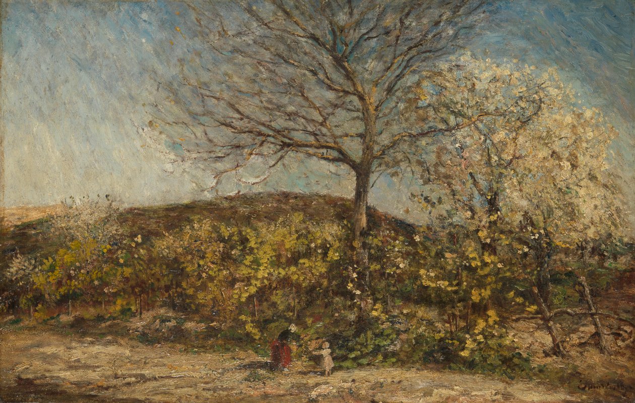 Paisagem, com, florescendo, pomar de Adolphe Joseph Thomas Monticelli