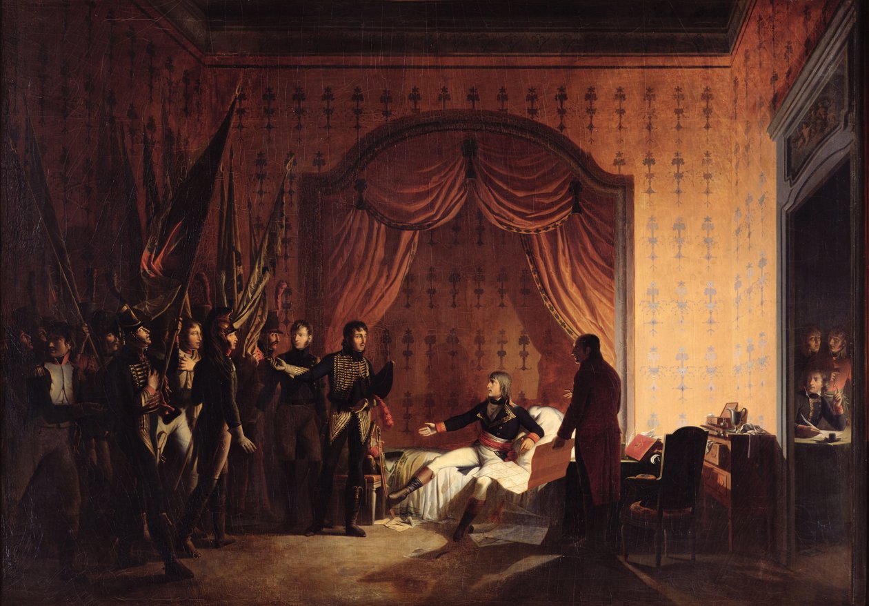 General Bonaparte Recebendo Bandeiras Austro-Sardinianas Capturadas em Millesimo após a Batalha de Montenotte em 13 de abril de 1796 de Adolphe Roehn