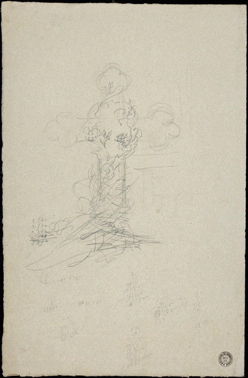 Esboço do túmulo para a família Karakehia no cemitério Père Lachaise em Paris de Adolphe Victor Geoffroy Dechaume