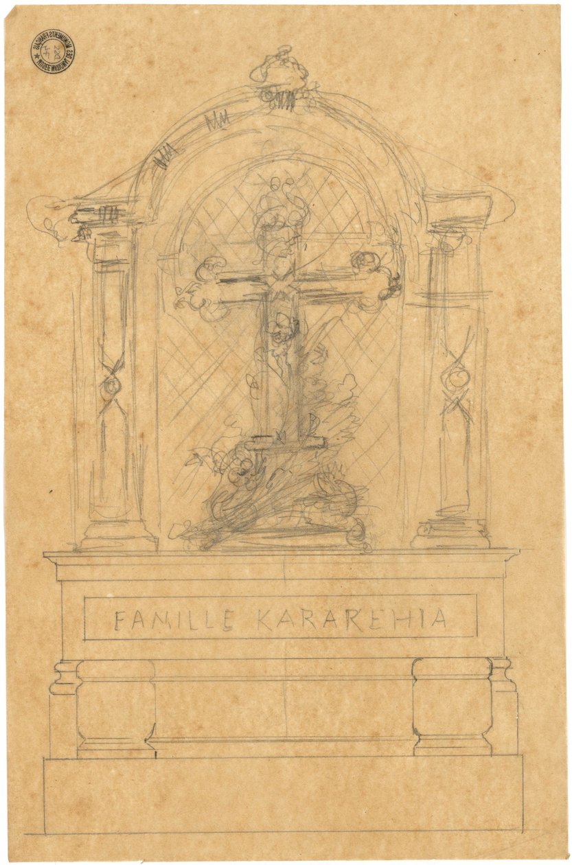 Esboço do túmulo para a família Karakehia no cemitério Père Lachaise em Paris de Adolphe Victor Geoffroy Dechaume