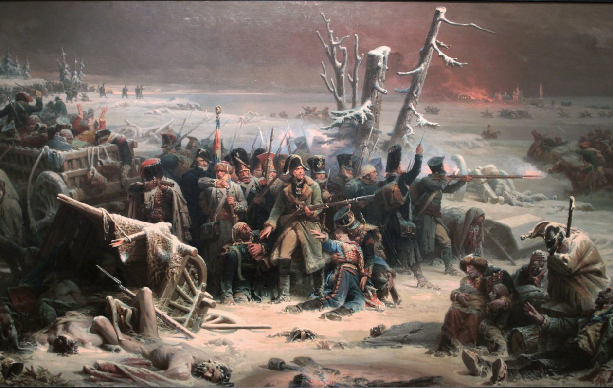 Marshall Ney apoiando a Guarda Traseira Durante o Retiro de Moscou, em exibição na Manchester Art Gallery de Adolphe Yvon