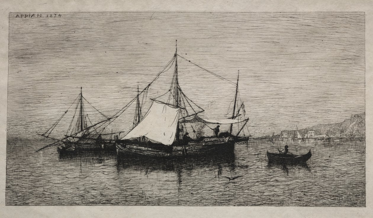 Barcos de Cabotagem (Costa da Itália) de Adolphe Appian