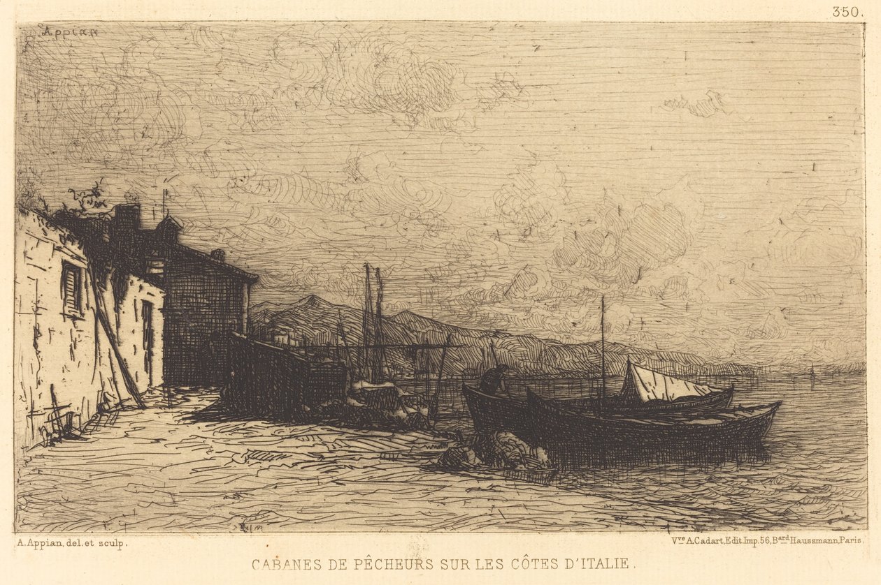 Cabanas de pescadores nas costas da Itália de Adolphe Appian