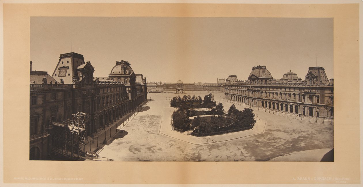 Vista panorâmica do Cour du Carrousel, Louvre de Adolphe Braun