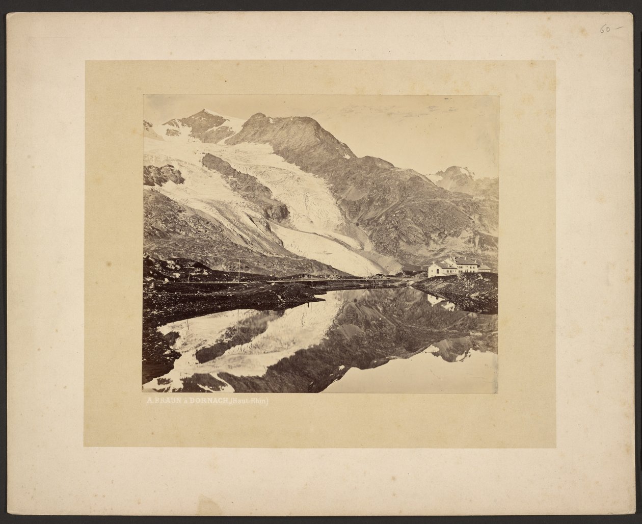 O Hospício de Bernina e o Glaciar de Cambréna de Adolphe Braun