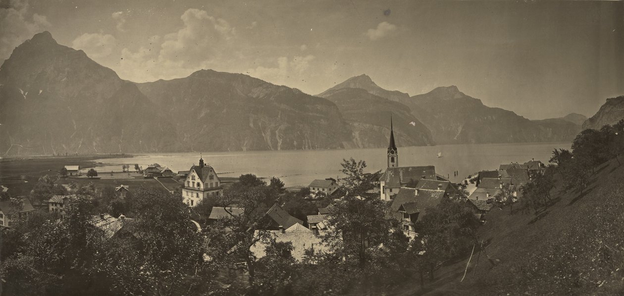 Vista de Flüelen, Suíça de Adolphe Braun