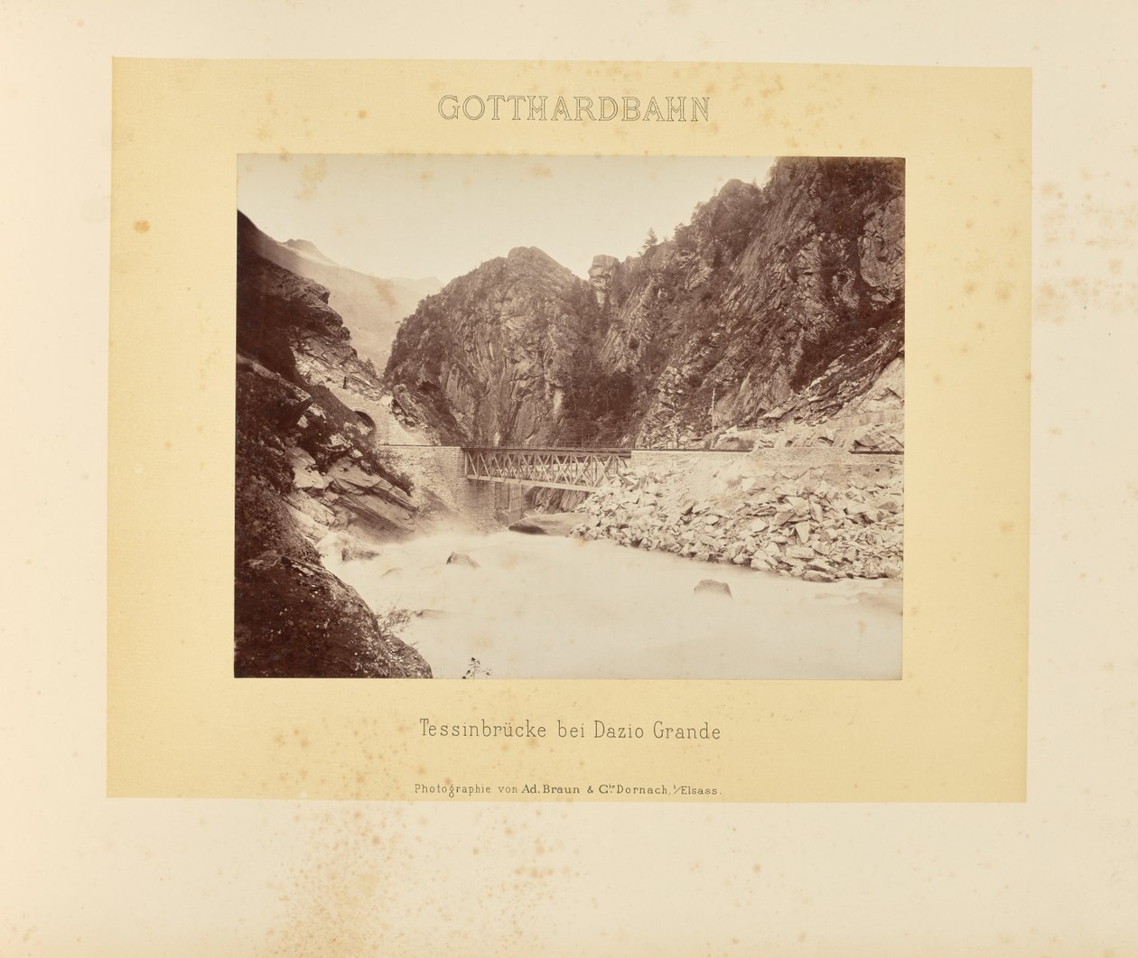 Caminho de ferro de São Gotardo: ponte do Ticino perto de Dazio Grande de Adolphe Braun and Cie