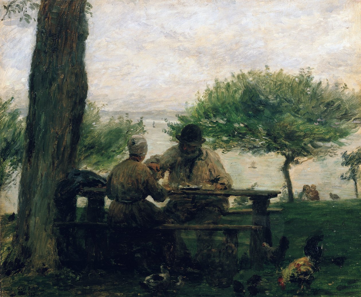 A refeição em Honfleur, 1875 de Adolphe Felix Cals