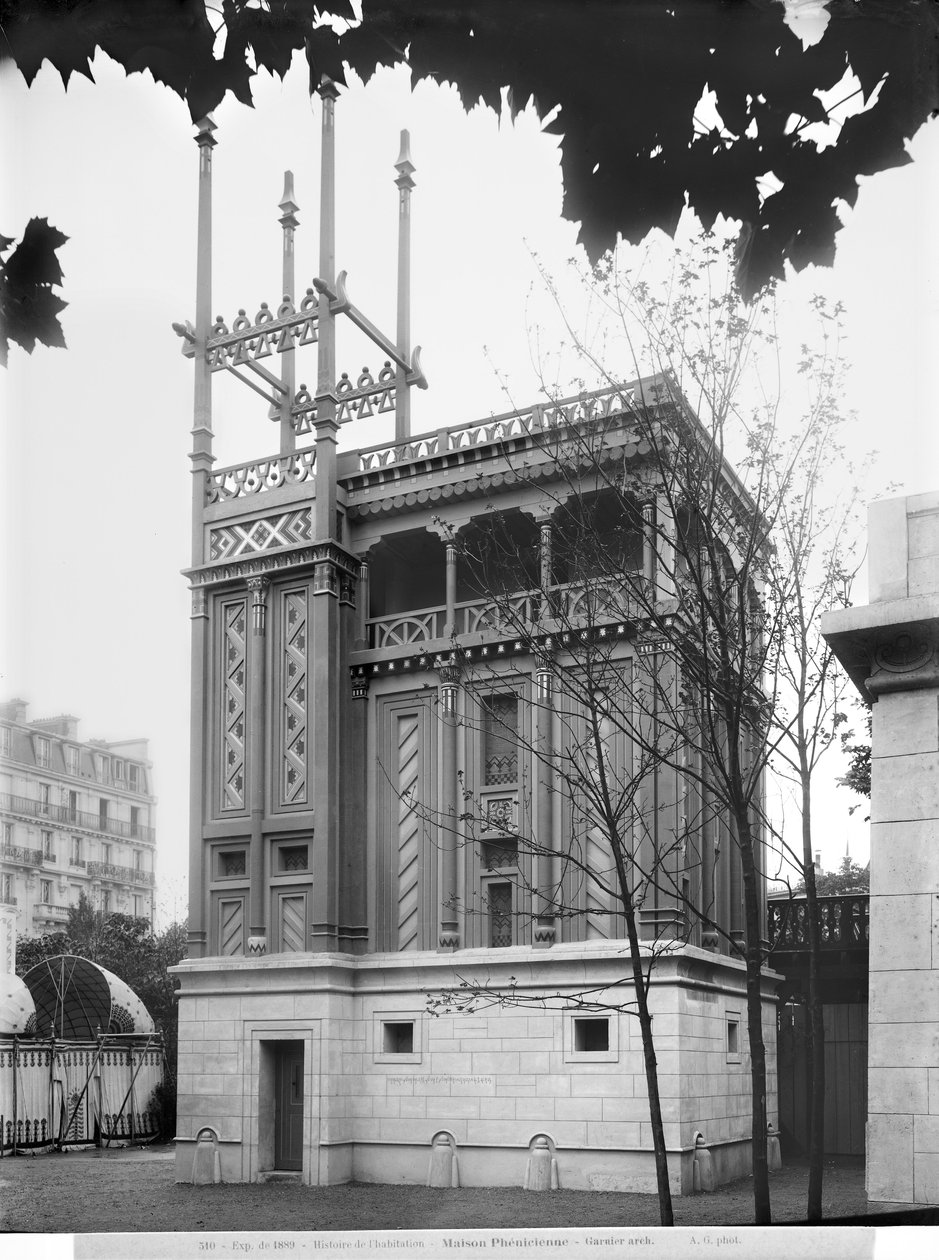 Casa Fenícia, Exposição Universal, Paris, 1889 de Adolphe Giraudon