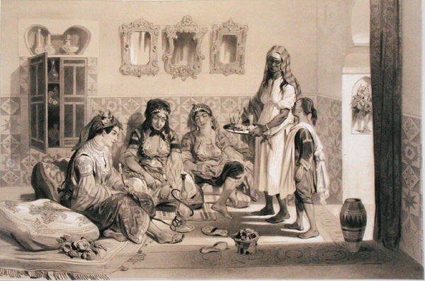 Mulheres de Argel, de um volume comemorativo da Força Expedicionária Francesa que capturou Argel em 1830 (litho) de Adolphe Jean Baptiste Bayot