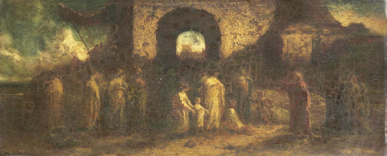 Cristo abençoa as crianças de Adolphe Joseph Thomas Monticelli
