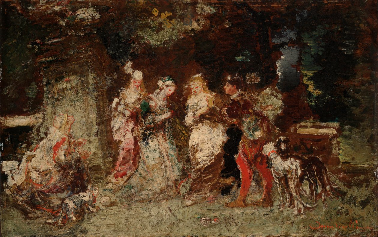Cena do jardim de Adolphe Joseph Thomas Monticelli