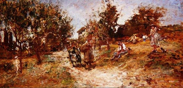 Paisagem no Ganagobie, 1872 (painel) de Adolphe Joseph Thomas Monticelli