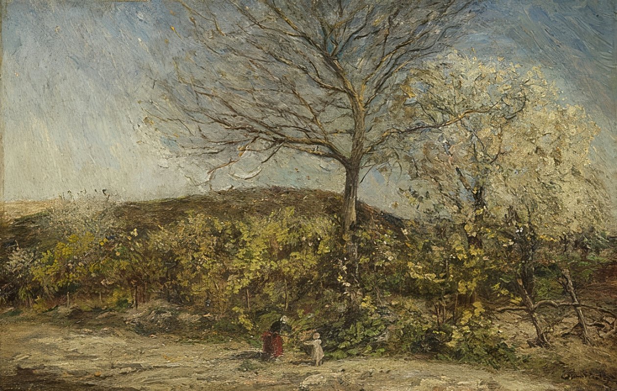 Paisagem com pomar de florescência de Adolphe Joseph Thomas Monticelli