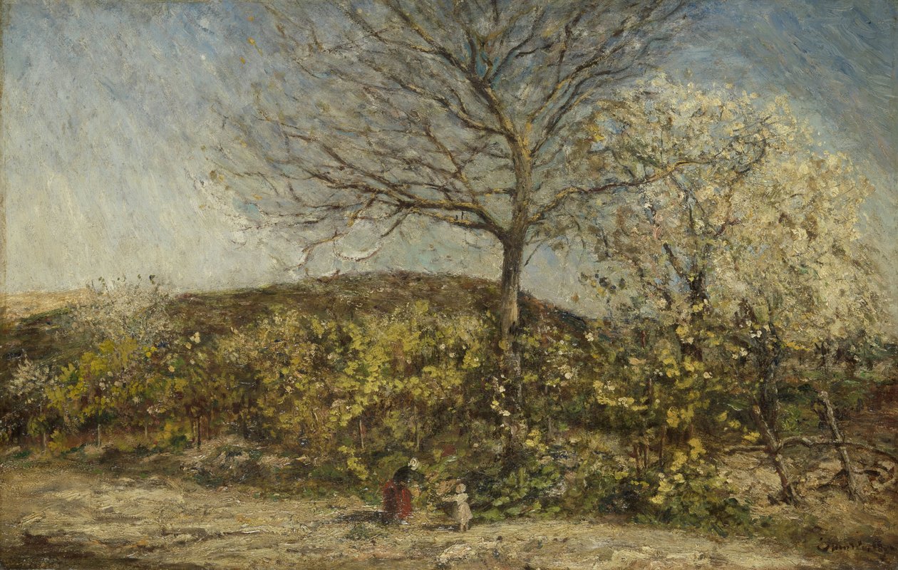 Paisagem com pomar florido de Adolphe Joseph Thomas Monticelli