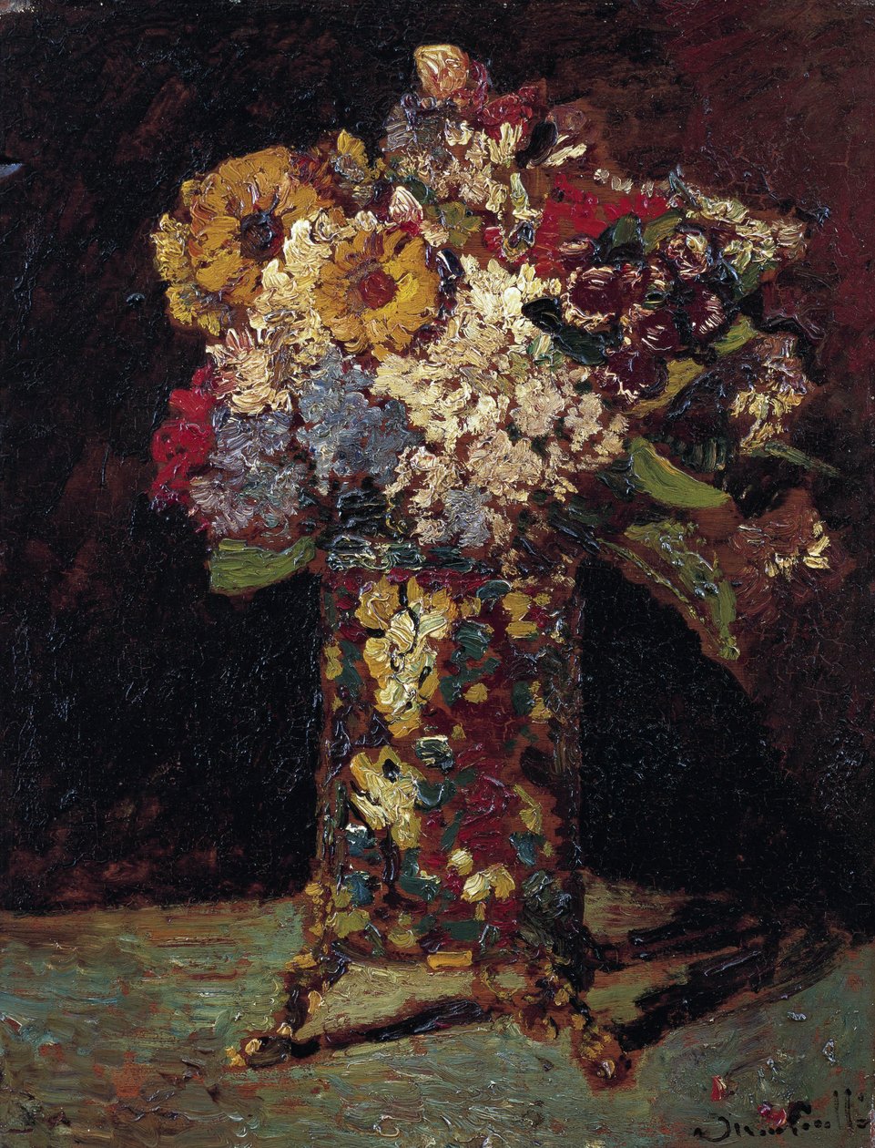 "Nature morte de bouquet de fleurs" (Natureza morte de bouquet de fleurs) Peinture de Adolphe Thomas Joseph Monticelli (1824-1886) 1875 Museu Van Gogh, Amsterdão de Adolphe Joseph Thomas Monticelli