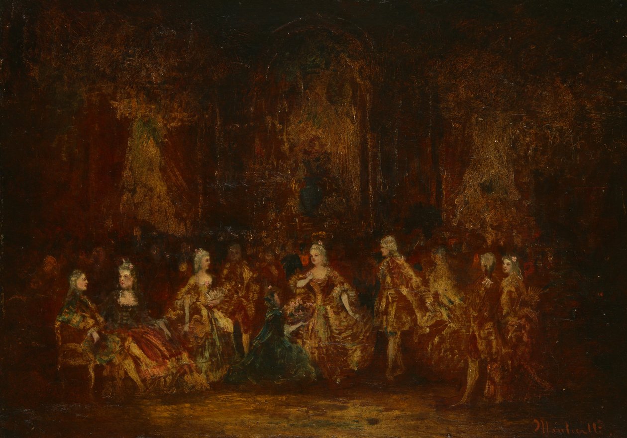 Pessoas em trajes de Luís XV de Adolphe Joseph Thomas Monticelli