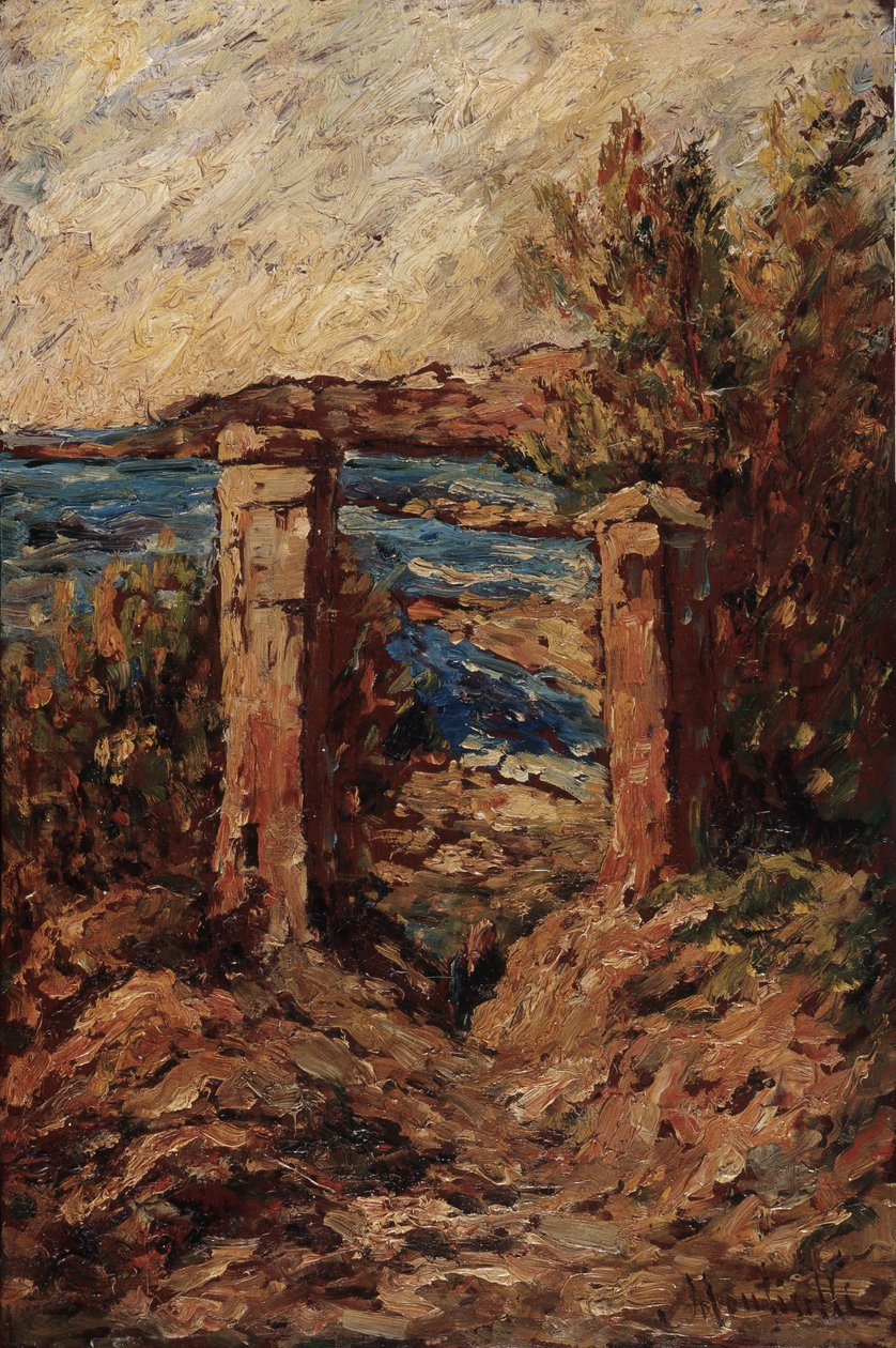 Portal de Cassis, Paisagem à beira-mar Pintura de Adolphe Monticelli (1824-1886) Dim 45x30 cm Musee Grobet-Labadie de Adolphe Joseph Thomas Monticelli