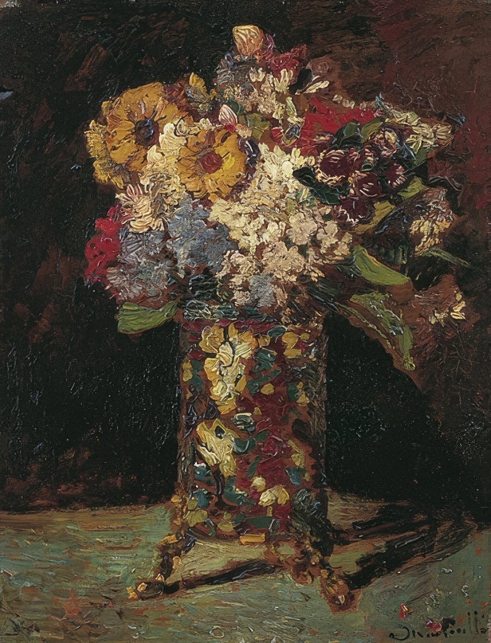 Natureza morta com flores. 1875 de Adolphe Joseph Thomas Monticelli