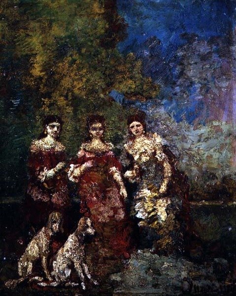 Três Mulheres (óleo sobre tela) de Adolphe Joseph Thomas Monticelli