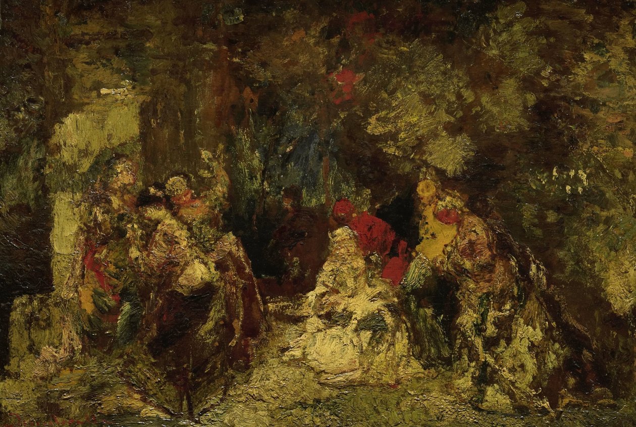 Mulheres em uma floresta de Adolphe Joseph Thomas Monticelli