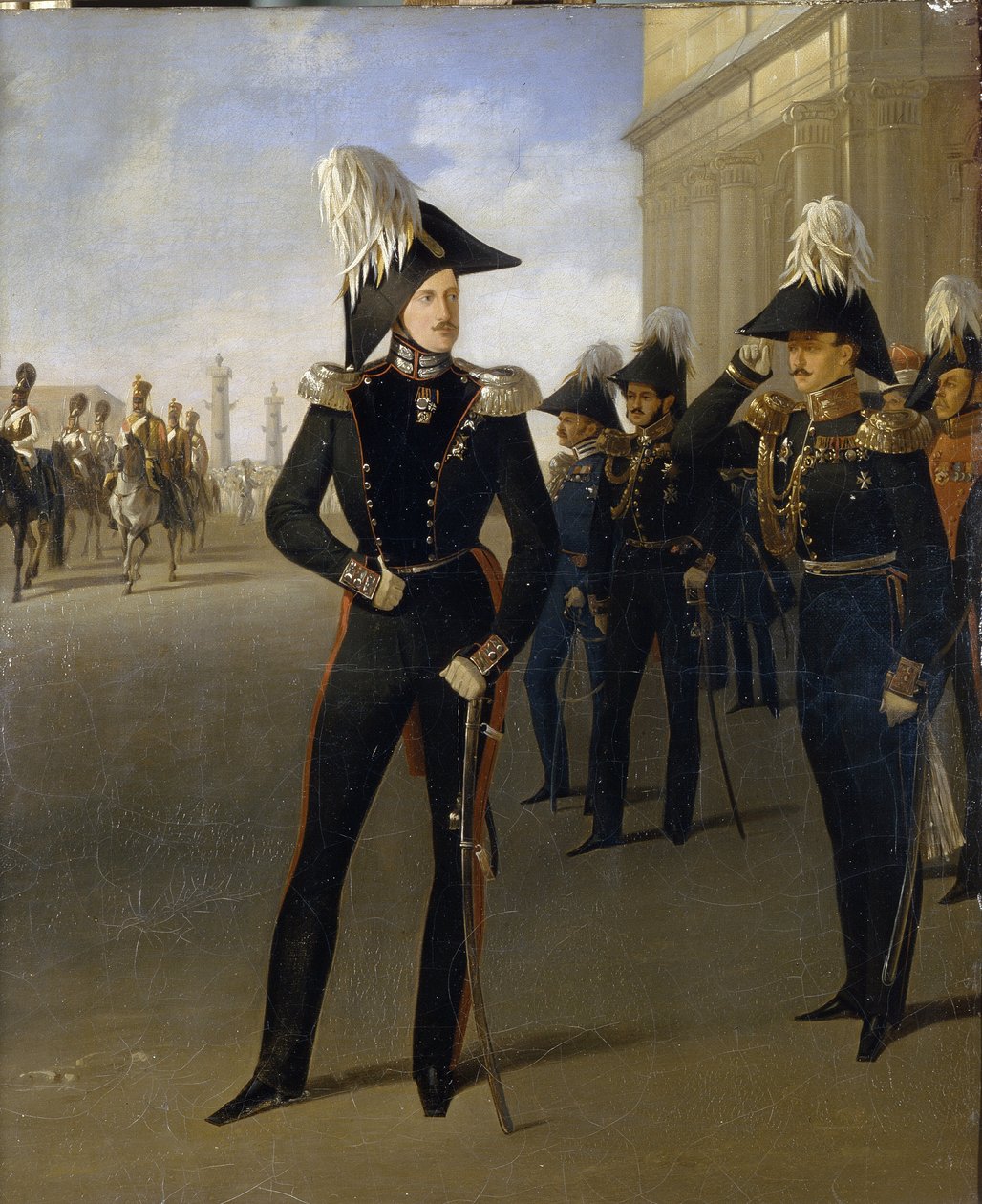 Imperador Nicolau I aceita o relatório oficial do príncipe Lobanov-Rostovsky (óleo sobre tela) de Adolphe Ladurner