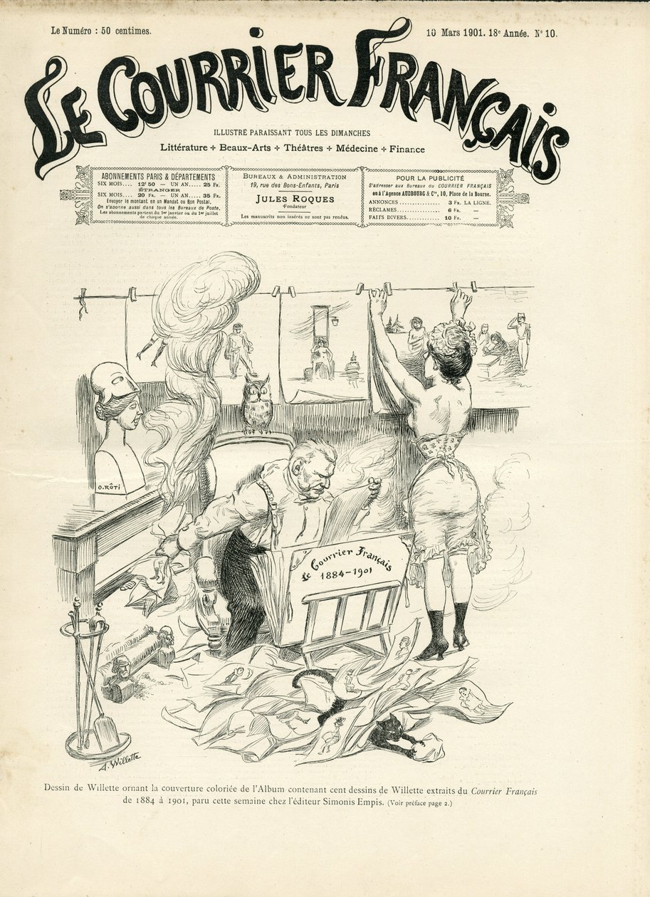 Ilustração de Adolphe dit Willette (1857-1926) para a capa do Le Courrier francais de Adolphe Leon Willette