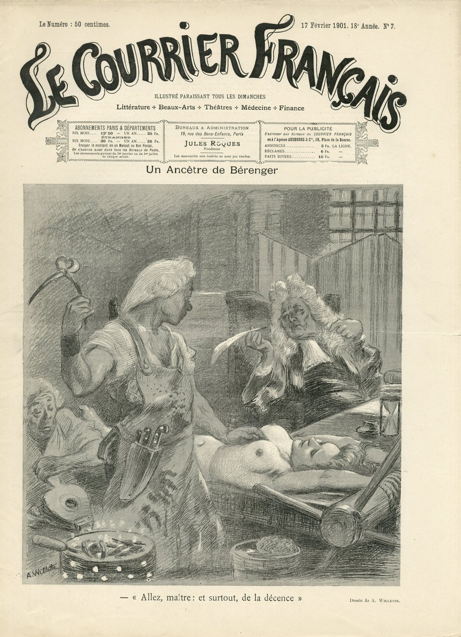 Ilustração de Adolphe dit Willette (1857-1926) para a capa do Le Courrier francais de Adolphe Leon Willette