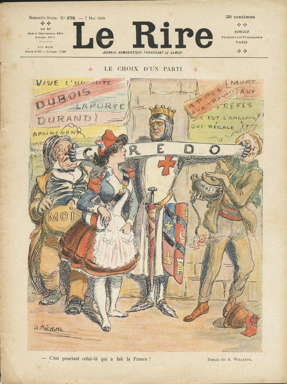 Ilustração de Adolphe dit Willette (1857-1926) para a capa de Le Rire, 07/05/10 - Party Choice - Elections - Marianne de Adolphe Leon Willette
