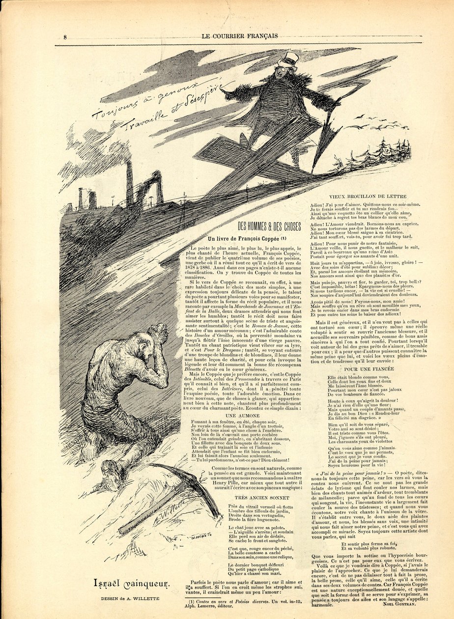 O mensageiro inglês, sátira B&W de Adolphe Leon Willette