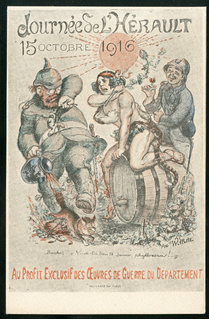 Cartão Postal, Satirical em Cores de Adolphe Leon Willette