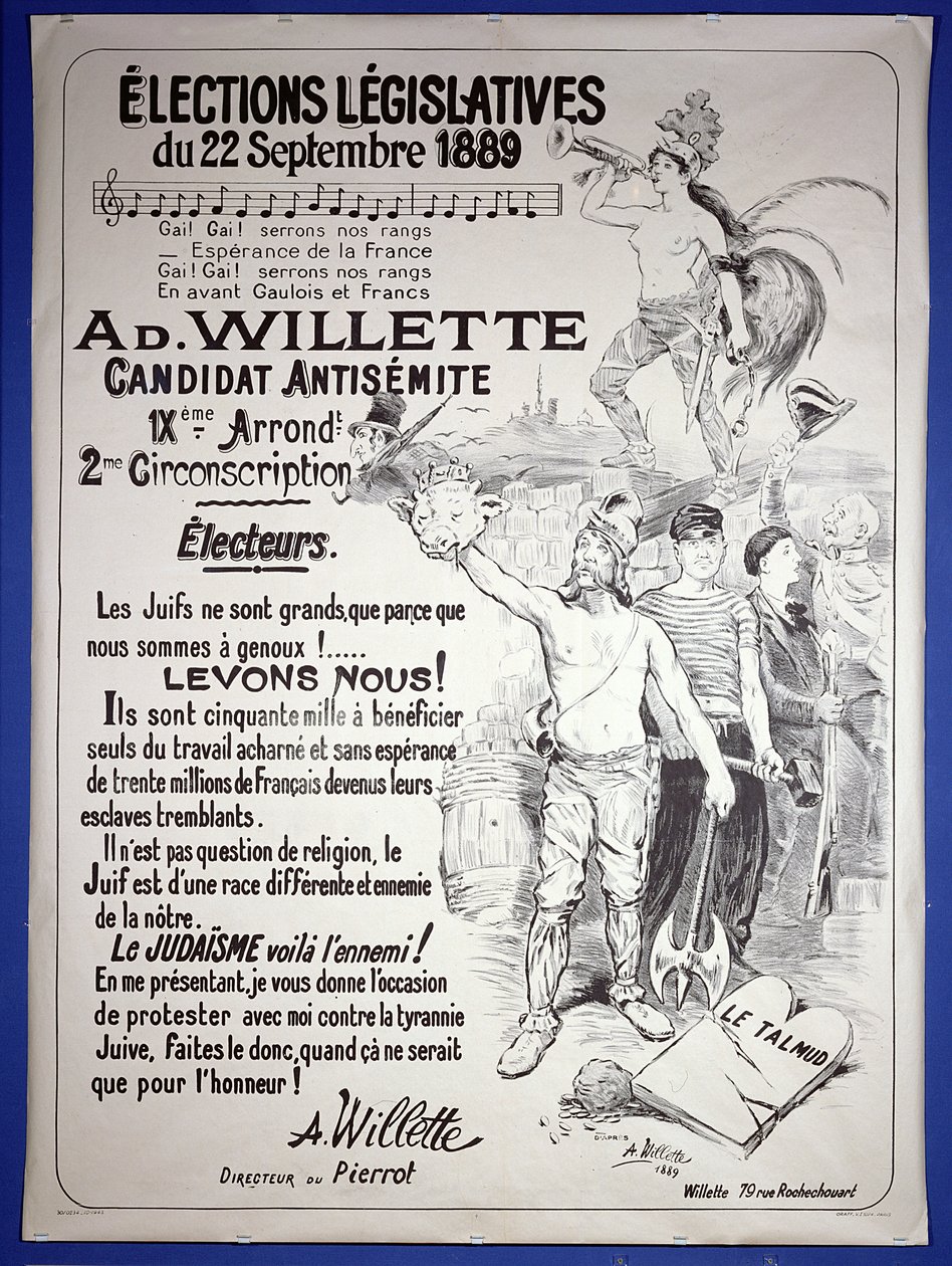 Cartaz promovendo a eleição do artista nas eleições legislativas de setembro de 1889 de Adolphe Leon Willette