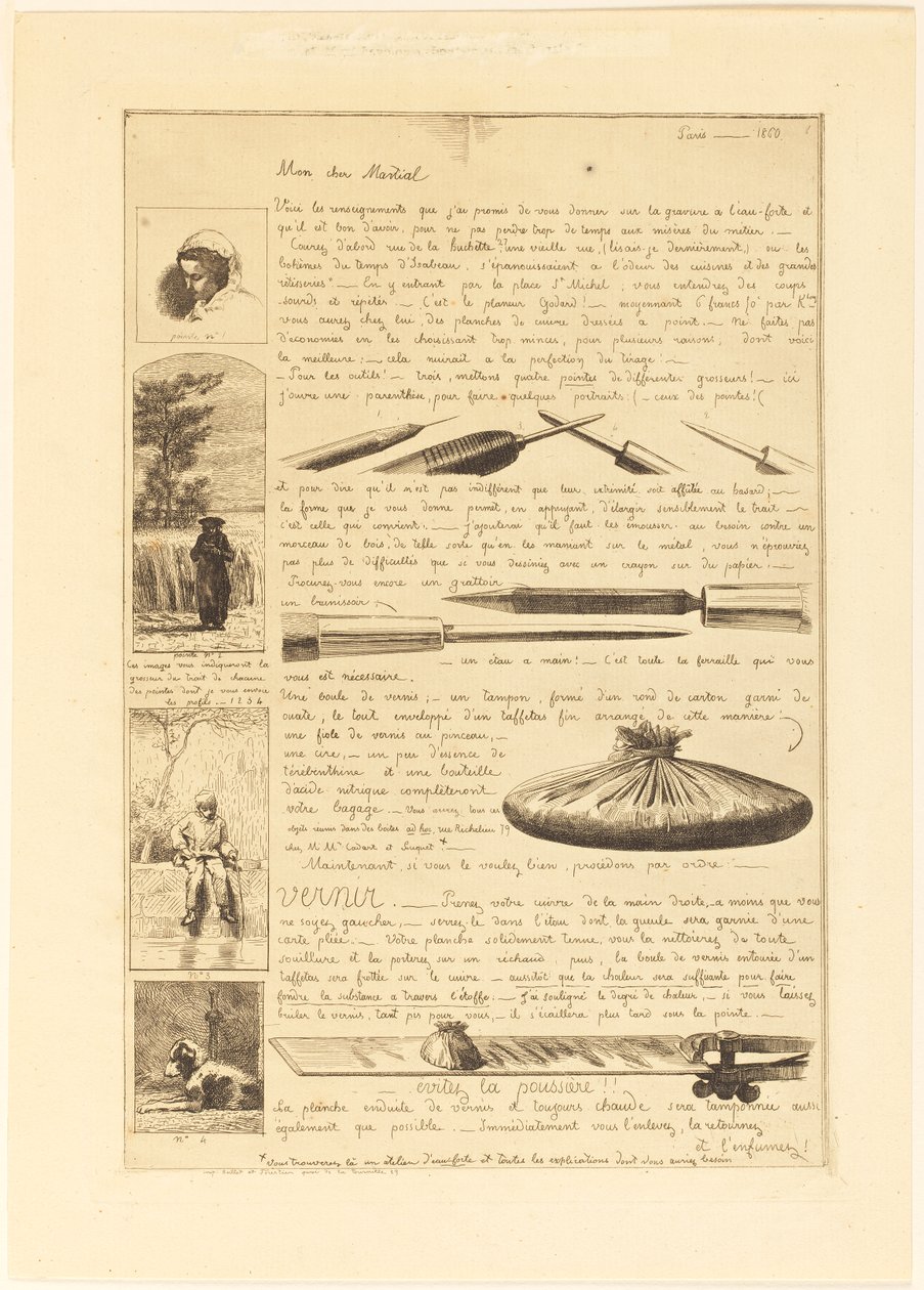 Carta sobre os elementos de gravura, Página 1 de Adolphe Martial Potemont