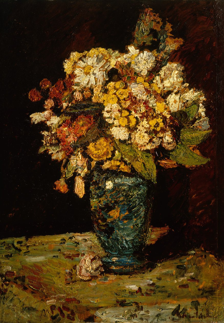 Flores em um vaso azul, 1879-1883. de Adolphe Joseph Thomas Monticelli