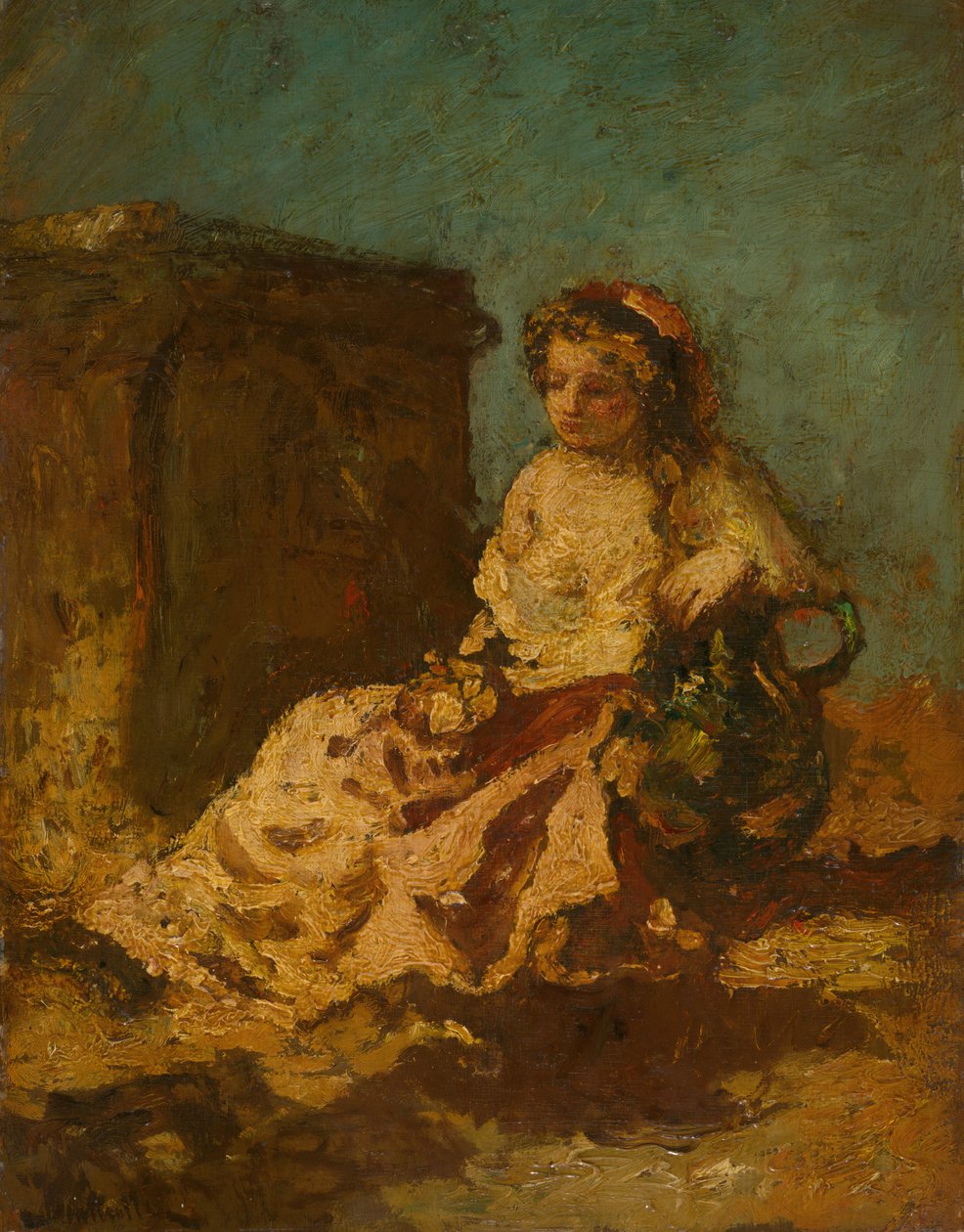 Mulher sentada para meditação, c. 187879. de Adolphe Monticelli