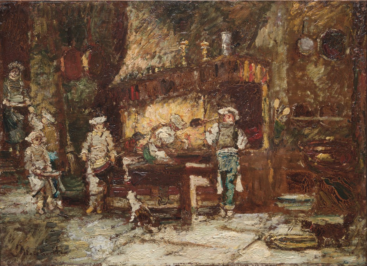 A cozinha da Rôtisserie des Deux Paons de Adolphe Monticelli