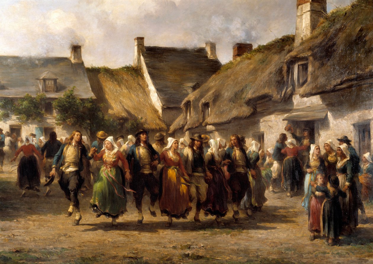 Um casamento na Bretanha em 1863 Pintura de Adolphe Pierre Leleux (1812-1891) 1863 Quimper musee des Beaux Arts de Adolphe Pierre Leleux