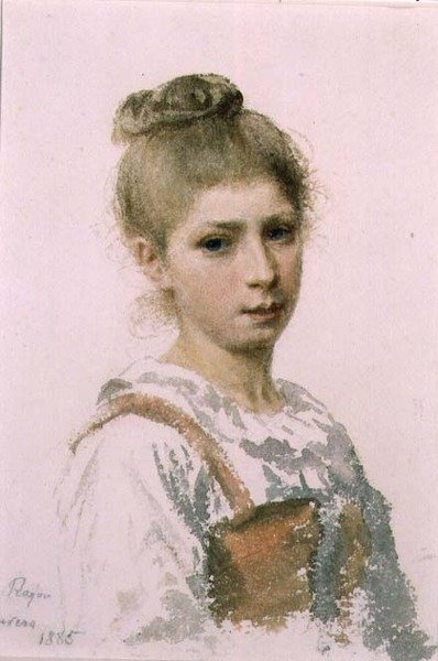 Retrato de uma jovem rapariga de Adolphe Ragon