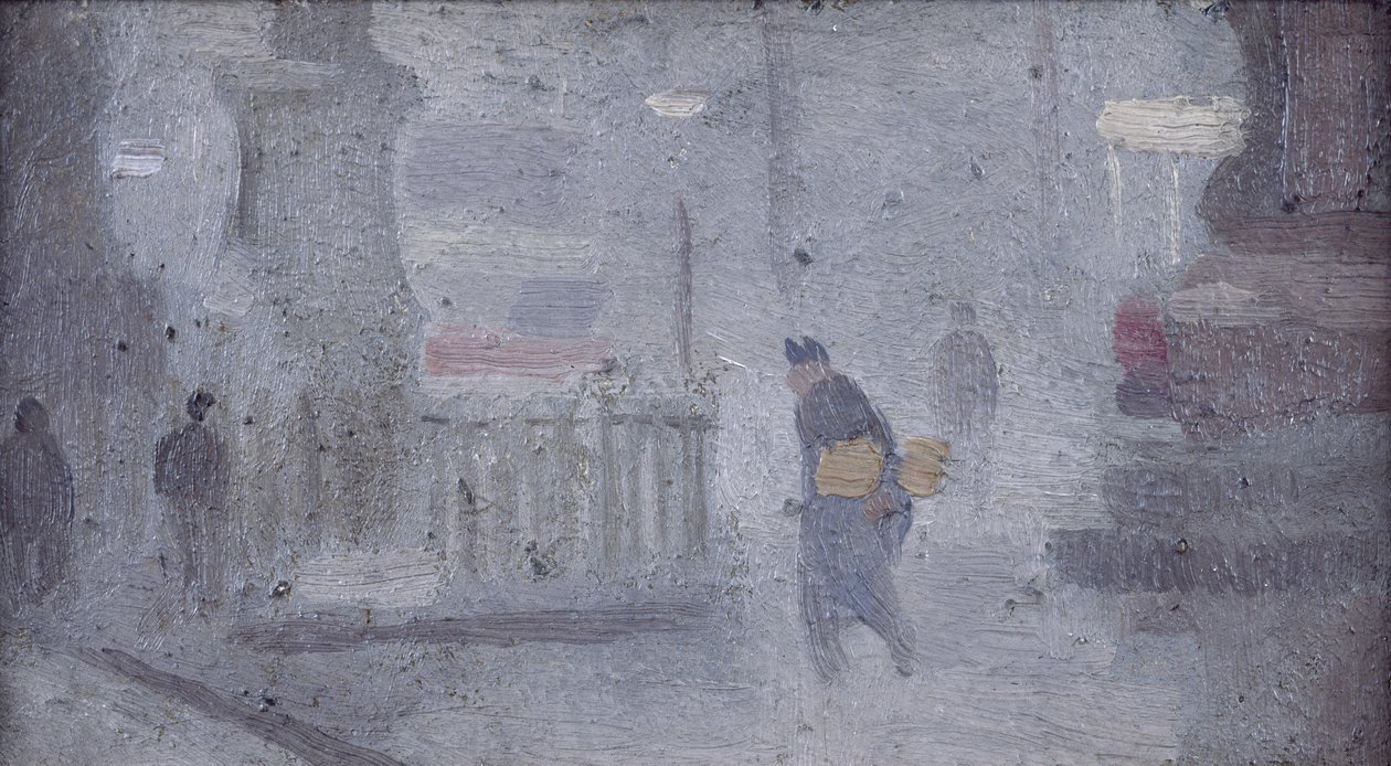 Estudo para a base das estátuas, Albert Square, c.1910 (óleo sobre tábua) de Adolphe Valette