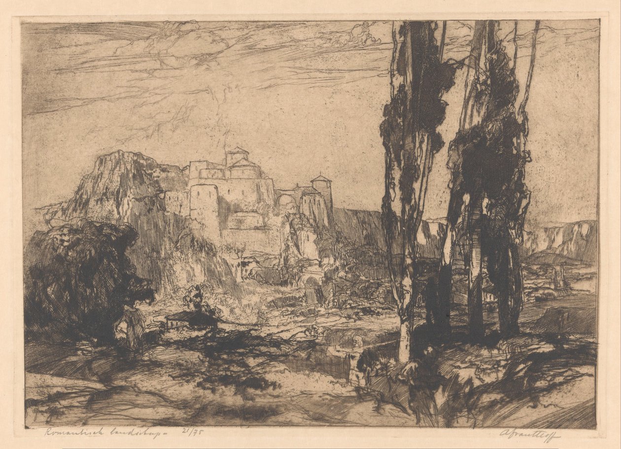 Romantisch landschap (título original sobre o objecto) de Adriaan J. van 