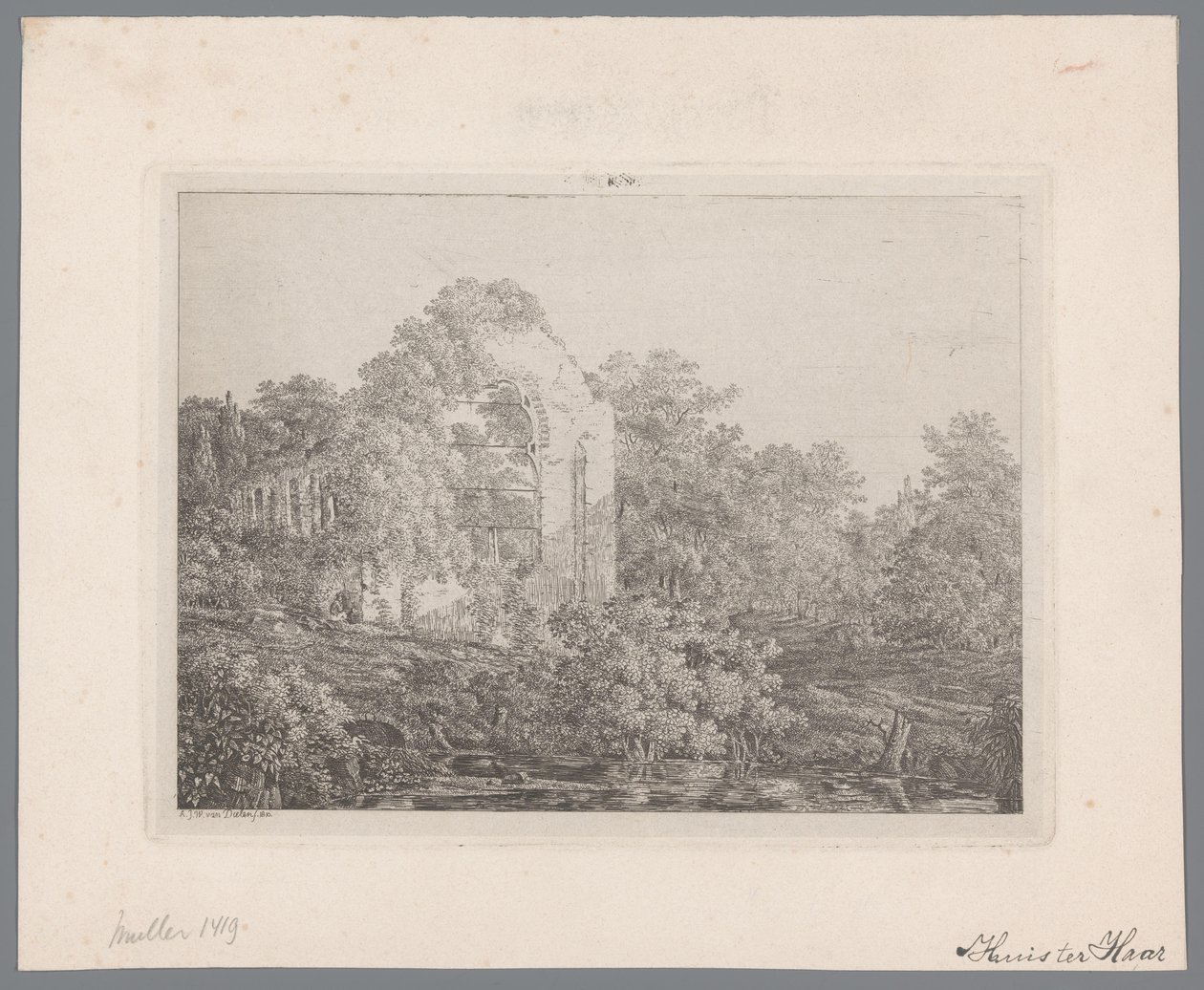 Vista das ruínas do Castelo De Haar de Adriaan Jacob Willem van Dielen