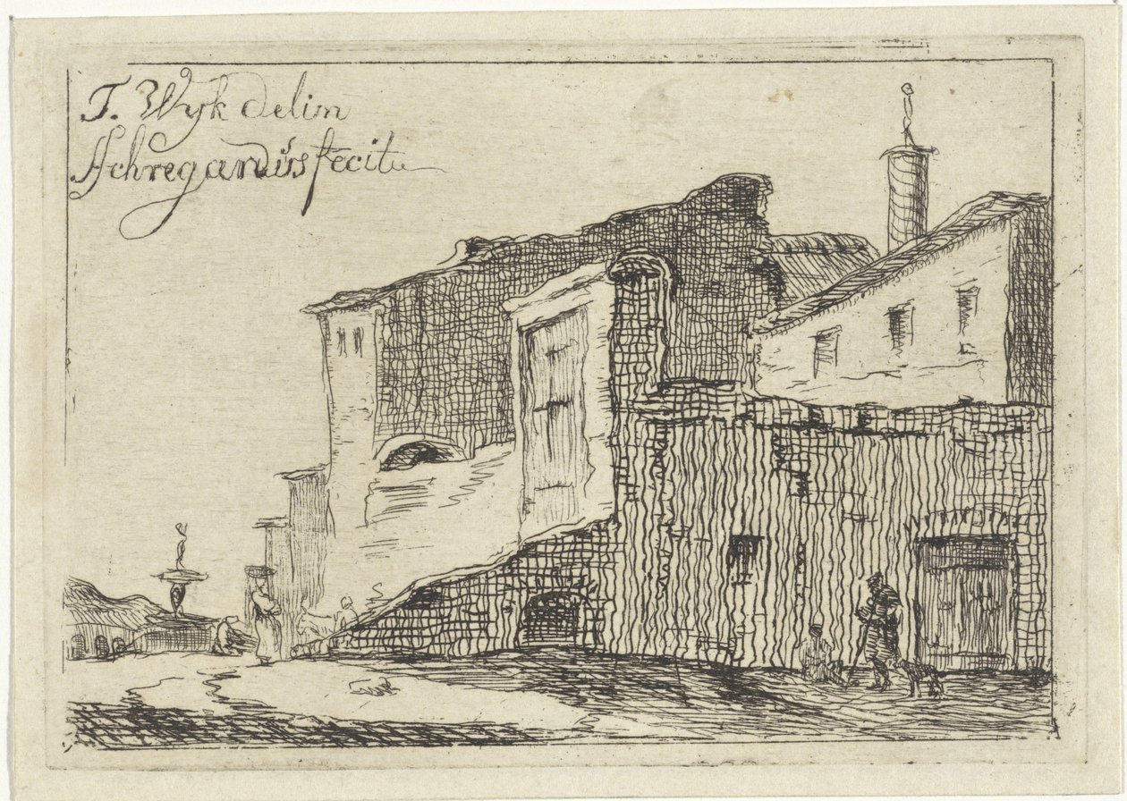 Vista de uma cidade ou vila italiana de Adriaan Schregardus