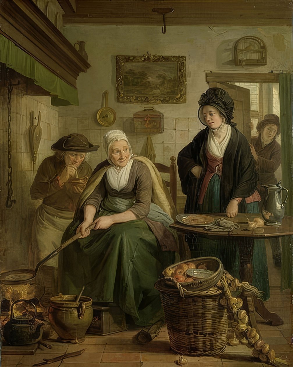 Panquecas de cozimento de mulher. Por volta de 1790-1810 de Adriaan de Lelie