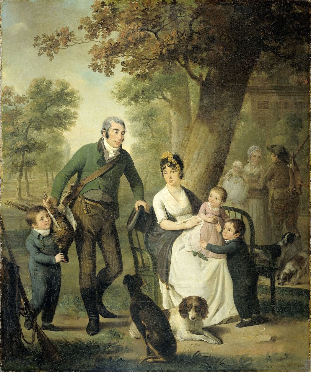 Jonkheer Gysbert Carel Rutger Reinier van Brienen van Ramerus(1771-1821), com a sua Esposa e quatro dos seus filhos de Adriaan de Lelie