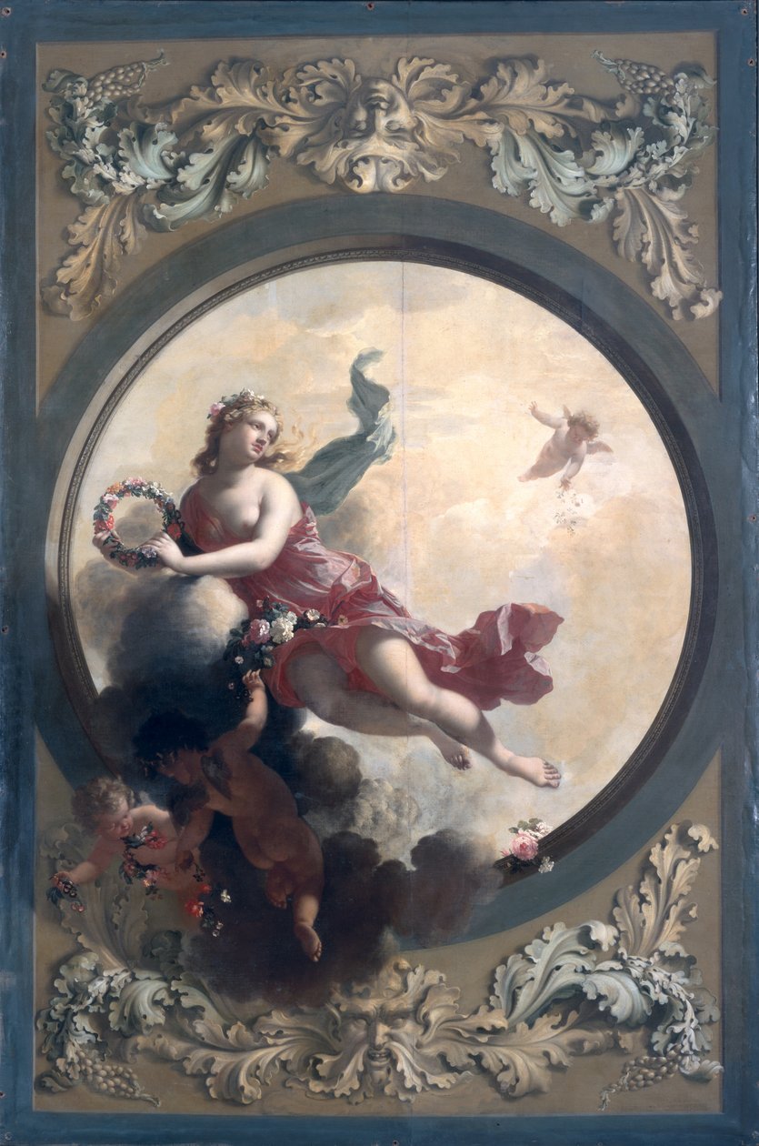 Flora com dispersão de flores Putti, 1696 de Adriaan van der Werff