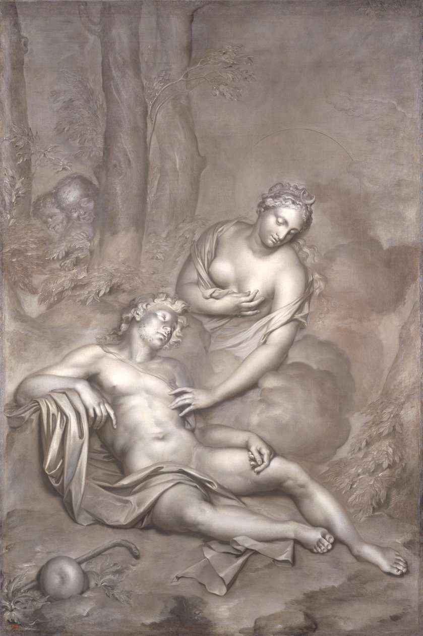 Luna (Diana) visita o Endymion adormecido, 1696 de Adriaan van der Werff