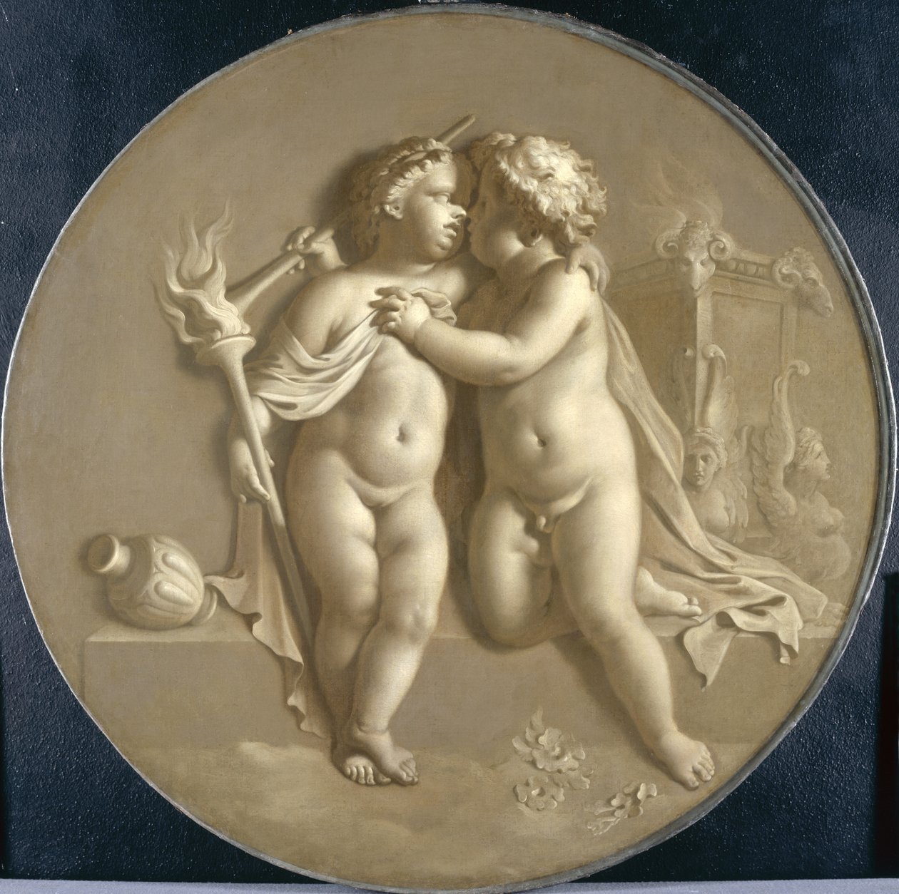 Dois Putti com Chamas do Amor Alegoria do Amor, 1696 de Adriaan van der Werff