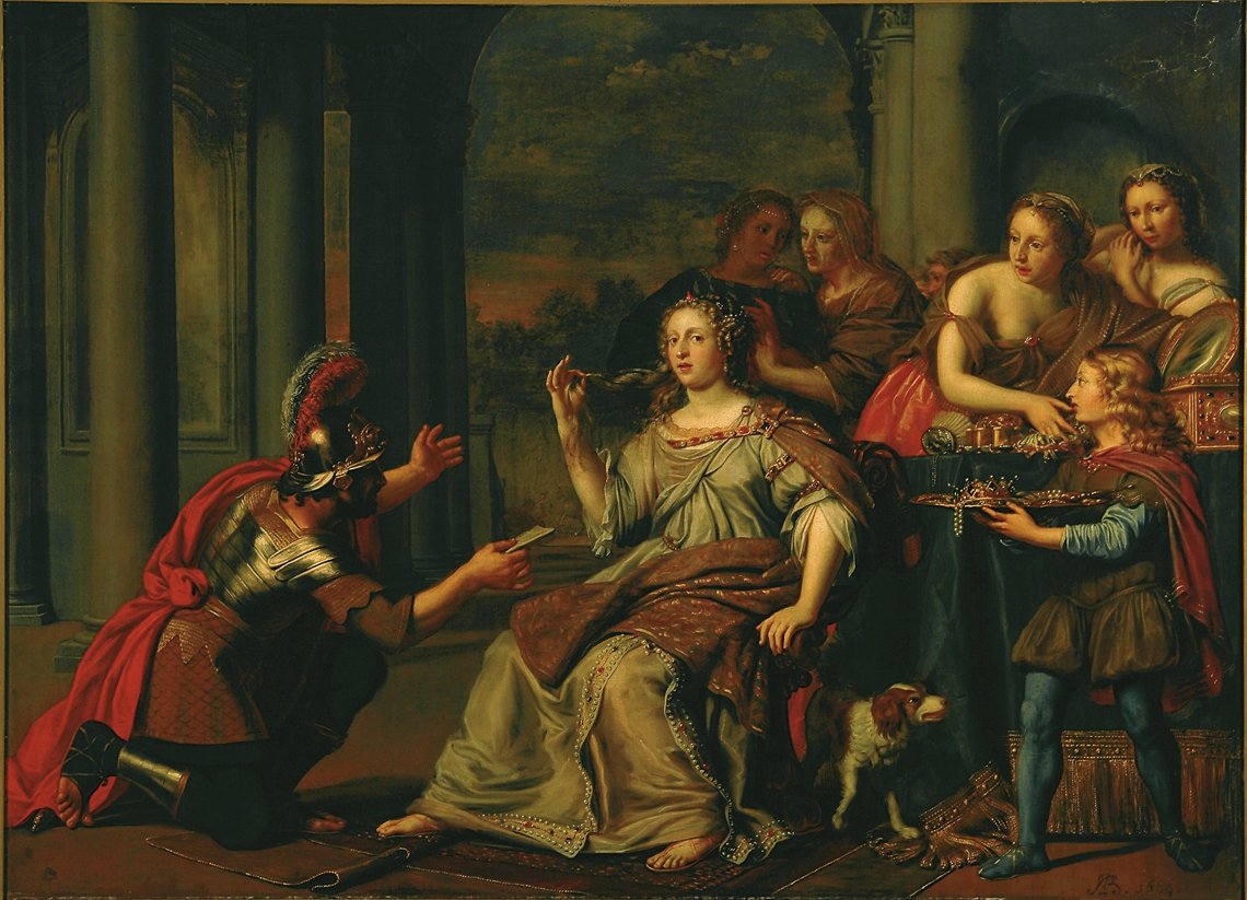 Semiramis recebe notícia do levante em Babylonn de Adriaen Backer