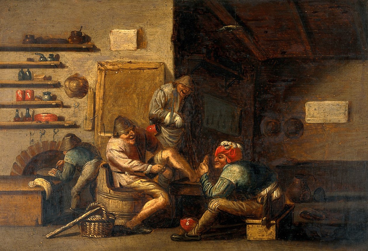 cirurgião operando em um pé do homem de Adriaen Jansz. van Ostade