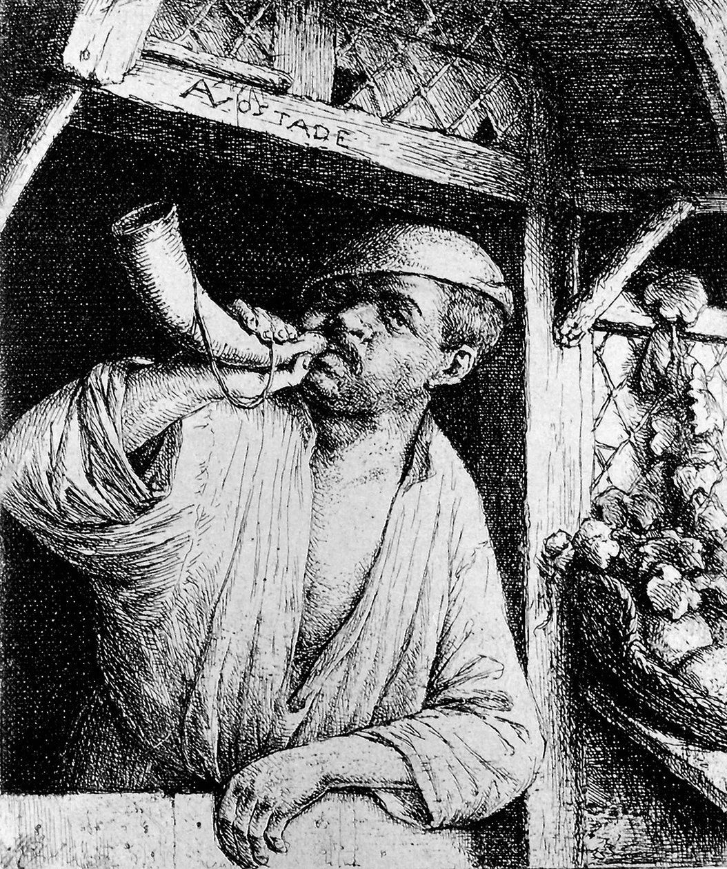 Um, padeiro, soando, seu, chifre de Adriaen Jansz. van Ostade
